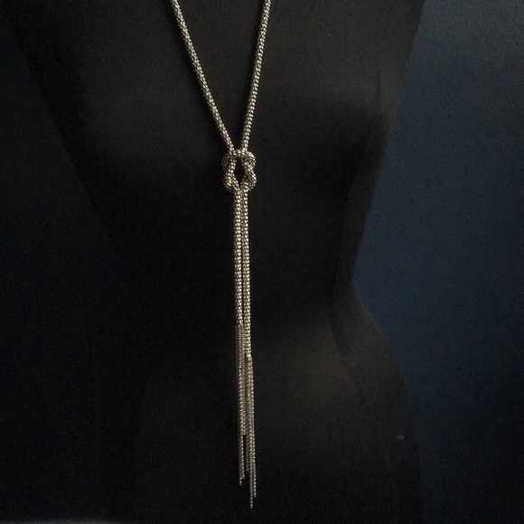 Silver-Tone Knot Statement Necklace - Picture 2 of 3